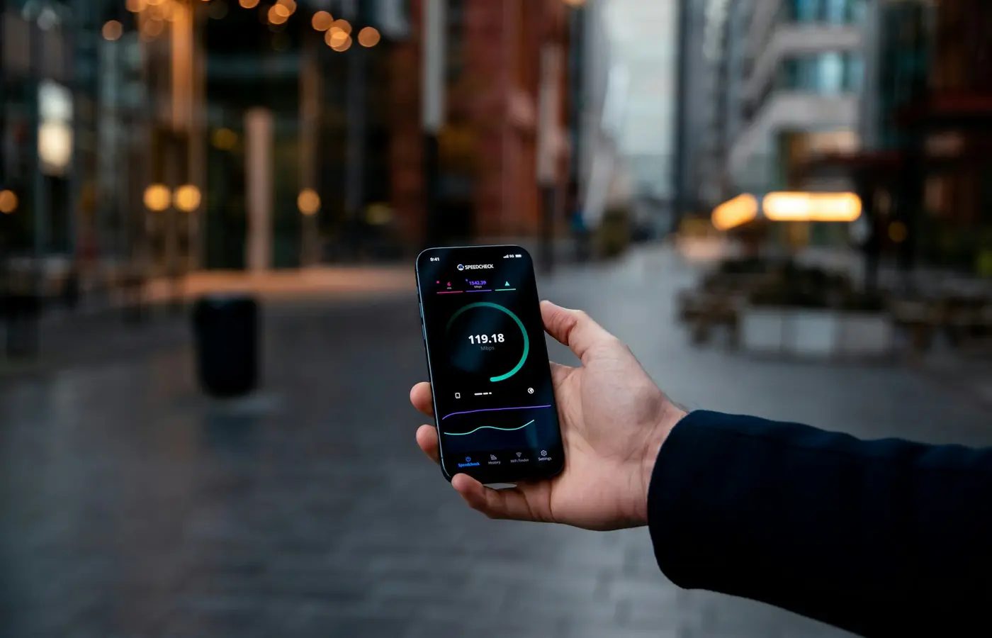 Ponsel menampilkan pengujian kecepatan internet untuk menjelaskan latency auto cash-out
